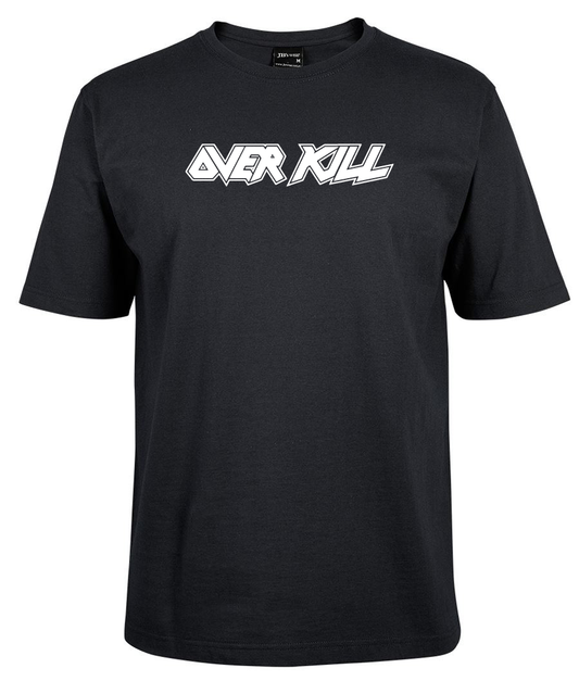 The Corsa Clothing Over Kill Shirt is a black t-shirt featuring bold, white, stylized "OVER KILL" text across the chest.