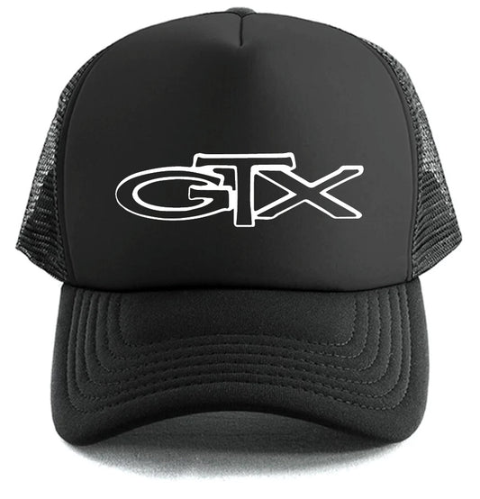 The Corsa Clothing GTX Hat is a black mesh trucker hat featuring bold white GTX letters on the front.