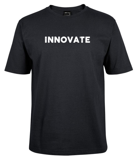 The Corsa Clothing Innovate Shirt is a plain black T-shirt featuring the word INNOVATE in bold white capital letters across the chest.