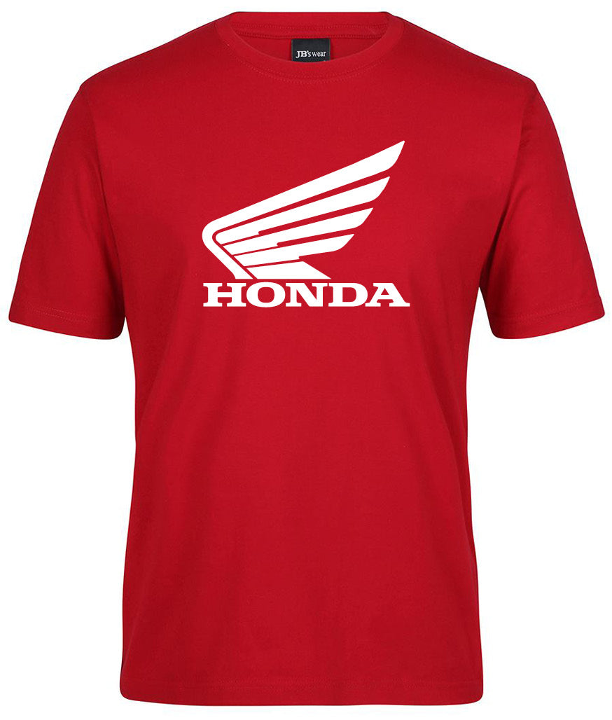 The Corsa Clothing Honda Shirt is a red tee with the white Honda logo and wing symbol printed on the chest.